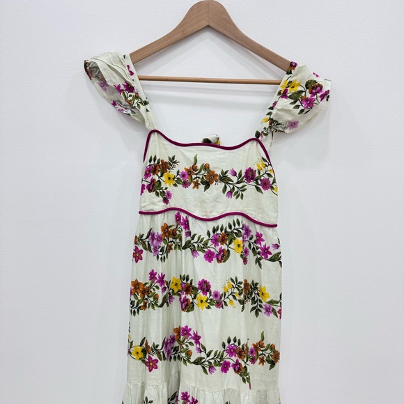 SAYLOR Ayame Flutter-Sleeve Smocked Tiered Maxi Dress Floral Nuuly New with tags - Picture 5 of 13